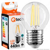 Qtech Lampadina LED E27 4W MiniGlobo G45 Filamento - Colore : Bianco Caldo