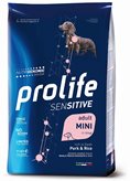 Crocchette per cani Prolife sensitive maiale e riso adult mini nutrigenomic 2 Kg