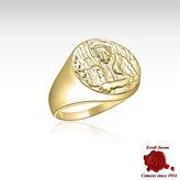 Signet Ring Venetian Lion Coin "Moeca" in Gold - Ring Size : 8-8,5
