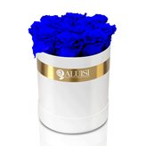 12 Rose Blu Stabilizzate - Colore flower box  : Flower box bianca