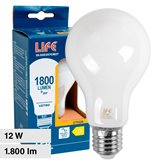 Life Lampadina LED E27 12W Bulb A70 Goccia Filament in Vetro Milky - mod. 39.920357CM27 / 39.920357NM40 - Colore : Bianco Naturale