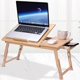 BAKAJI Tavolino Vassoio da Letto Divano in Bambu' PC Tablet Pieghevole Legno Naturale