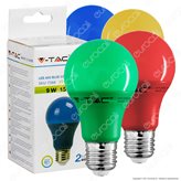V-Tac VT-2000 Lampadina LED E27 9W Bulb A60 Colorata - SKU 7341 / 7342 / 7343 / 7344 - Colore : Verde