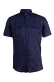 Coveri Collection Camicia in puro lino manica corta con collo button down e doppio taschino sul petto - XL / Bianco