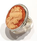 Venice shell cameo ring slver - Size : 14-16 mm