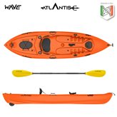 Kayak-canoa Atlantis WAVE arancio cm 305 - 2 gavoni - schienalino - pagaia - ruotino - portacanna