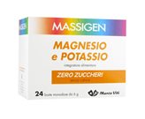Massigen Magnesio e Potassio Zero Zuccheri 24 buste + 6 omaggio gusto arancia rossa