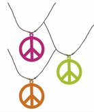 Collana hippie peace&love 3 colori assortiti fluo