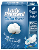 Lady Presteril Cotton Power Pocket Assorbenti notte con ali in cotone 10 pezzi