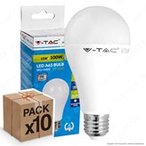 10 Lampadine LED V-Tac VT-2015 E27 15W Bulb A65 - Pack Risparmio - Colore : Bianco Caldo