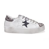 2star Sneakers Low High Sole Bianco Maculato Donna - Taglia : EUR 40