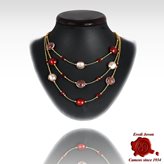 Three Lines White And Red Round Beads - Color : Bianco