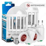 Kit 2 Lampadine LED E27 1W Zanzara Killer + 2 Portalampada Attacco E27