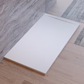Piatto doccia in marmoresina Bianco effetto pietra cemento VINCENT (Seleziona Misura: 80x130)