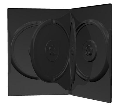 MediaRange Custodia Nera 4 Posti 14mm in plastica per DVD o CD custodie 4 Discs Nere BOX17