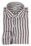 Camicia sport slim fit fascia larga marrone lino Tokyo Finamore 1925 - Misura : 42