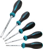 HEXAnamic® screwdriver set with 3-component handle (5 pcs.) - Weight : 534 g// Output : Slot profile|Cross recess profile PH// Technical Details : Slot profile, Cross recess profile PH   0.8 x 4 – 1.2 x 6.5   PH1 – PH2   Number of tools: 5