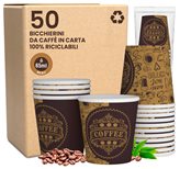 Bicchierini da Caffè in Carta Riciclabile con Fantasia PubCUP da 65ml - Confezione da 50 Bicchieri