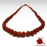 Antique Red Coral Necklace Graduated