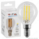 V-Tac VT-2486 Lampadina LED E14 6W MiniGlobo P45 Filament - SKU 2854 / 2855 / 2856 - Colore : Bianco Naturale