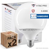 2 Lampadine LED V-Tac PRO VT-288 E27 18W Globo G120 Chip Samsung - Pack Risparmio - Colore : Bianco Naturale