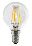 Lampada sfera pallina mini globo G45 bulbo led filamento 4W E14 luce calda 3000°k 400 Lumen vetro trasparente