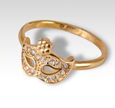 MASK GOLD RING ZIRCONIA DIAMOND VENETIAN CARNIVAL - Ring Size : 6-6,5