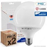 2 Lampadine LED V-Tac PRO VT-242 E27 22W Globo G120 Chip Samsung - Pack Risparmio - Colore : Bianco Naturale
