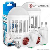 Kit 2 Lampadine LED E27 9W Zanzara Killer 2in1 + 2 Portalampada Attacco E27