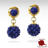 Blue Lapis Lazuli Tessito Dangle Earrings Gold