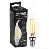 V-Tac VT-1997 Lampadina LED E14 4W Candle Flame Bulb C35 Candela Fiamma Filament Vetro - SKU 214302 / 214429 / 214430 - Colore : Bianco Naturale