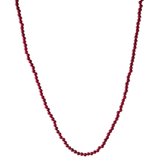 Collana Lunga di Radice di Rubino e Argento 925, sfere 4mm