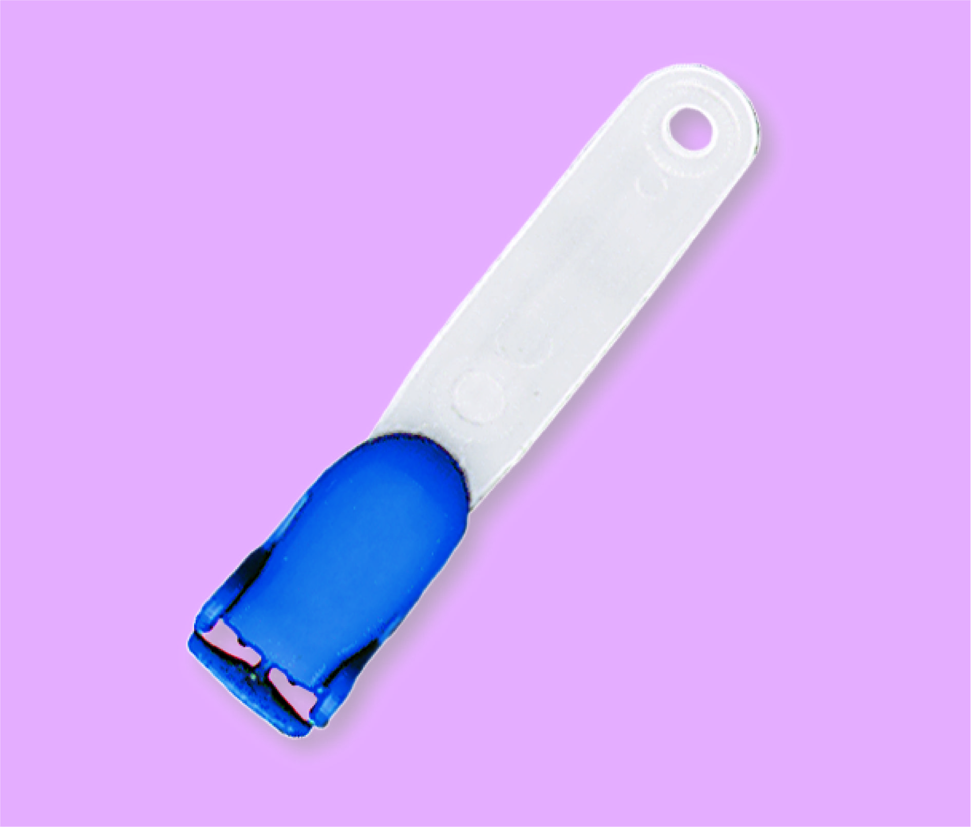 Clip in plastica blu con bretella in nylon modellato