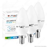 V-Tac VT-2076 Super Saver Pack Confezione 3 Lampadine LED E14 5W Candela - SKU 7263 / 7264 / 7265 ⭐️PROMO 3X2⭐️ - Colore : Bianco Naturale
