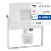 V-Tac PRO VT-20-S Faretto LED 20W Ultra Sottile Slim Chip Samsung con Sensore Colore Bianco - SKU 448 / 450