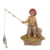 Statuine Presepe: Pastorello pescatore seduto con canna da pesca 12 cm Fontanini 179