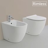 Sanitari Filomuro Rimless Serie Tokyo wc senza brida + bidet + copriwc rallentato