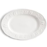 Kaleidosmilano Piatto Ovale da portata in porcellana con decoro a rilievo cm 36 Collezione Toscana lavabile in lavastoviglie porcellana Di Limoges Bianco Freddo