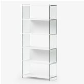 Pezzani srl Libreria componibile Byblos da cm.90 - fianco alto 202 cm 90x36xh202 cm con ripiani in laminato Bianco opaco fianchi in vetro Trasparente