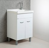 ONDA - Mobile Lavatoio cm 60x50 H89 completo di vasca in ceramica e asse lavapanni in legno.
