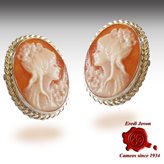 Venice Shell Cameo Earrings Silver - Cameo Size : 12-14 mm.