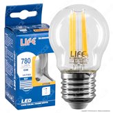 Life Lampadina LED E27 6W MiniGlobo G45 Filamento - mod. 39.920259C1 / 39.920259N - Colore : Bianco Naturale