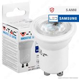 V-Tac PRO VT-232 Lampadina LED GU10 MR11 2W Faretto Spotlight Chip Samsung 38° - SKU 869 / 870 / 871 - Colore : Bianco Caldo