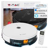 V-Tac VT-5555 Robot Aspirapolvere Lavapavimenti Smart Gyro Ricaricabile con Wi-Fi e Telecomando - SKU 8649 / 8650 - Colore : Bianco