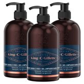 King C Gillette Detergente Shampoo Barba e Viso con Olio di Argan e Olio di Cocco - Confezione da 3