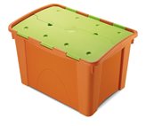 Contenitore multiuso in resina - 60 lit. - 41,2x59,5x38,5 cm - colore : Arancio/verde/giallo, Capacità (lt) : 60, Larghezza (cm) : 41.2, Profondità (cm) : 59.5, Altezza (cm) : 38.5