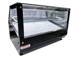 Vetrina frigo 141x60x60h cm refrigerata da banco a due piani nera con vetri dritti motore incorporato e piano liscio