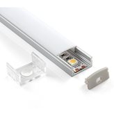 Profilo Alluminio TL1205 per Strisce LED barra rigida 2 mt copertura a scelta (Cover: Trasparente)
