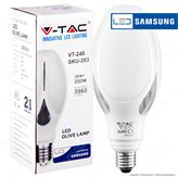 V-Tac VT-240 Lampadina LED Olive Lamp E27 36W Chip Samsung - SKU 283 / 284 / 285 - Colore : Bianco Naturale