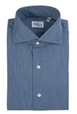 Shirt man Esclusiva completely sewn by hand fake denim Finamore 1925 - Size : 41